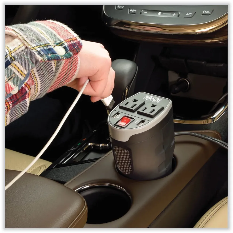 Tripp Lite PowerVerter 200 W Ultra-Compact Car Inverter with Two AC Outlets/Two USB Ports