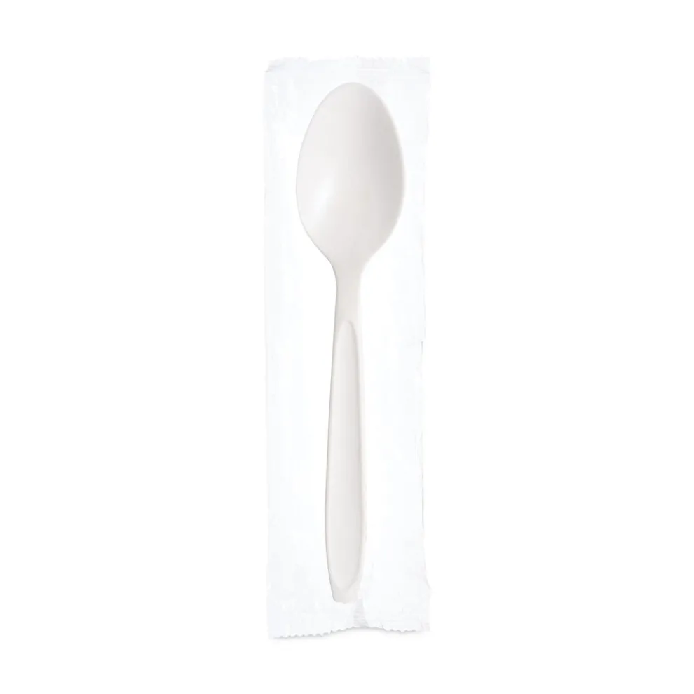 SOLO Teaspoon Individually Wrapped Reliance Mediumweight Cutlery - White (1000/Carton)