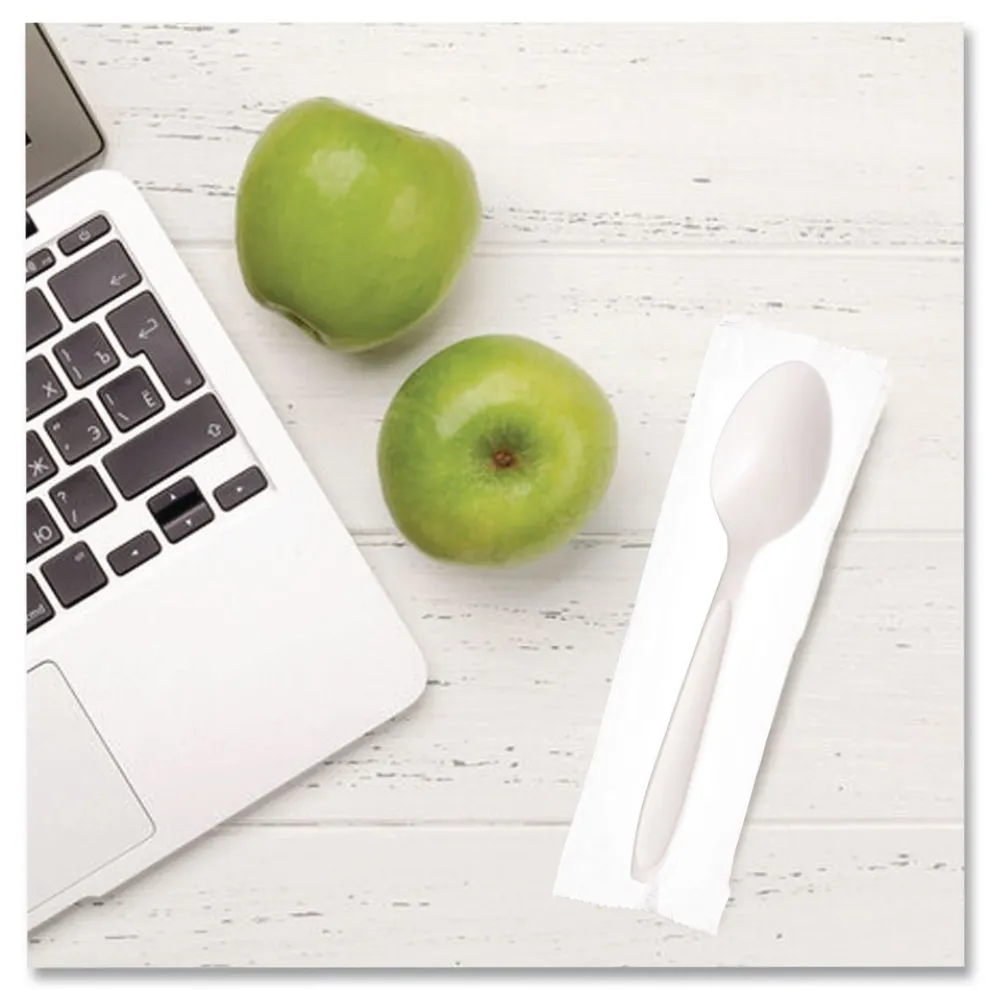 SOLO Teaspoon Individually Wrapped Reliance Mediumweight Cutlery - White (1000/Carton)