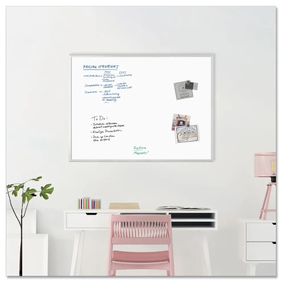 U Brands 48 in. x 36 in. Magnetic Dry Erase Board - White Surface/Satin Aluminum Frame