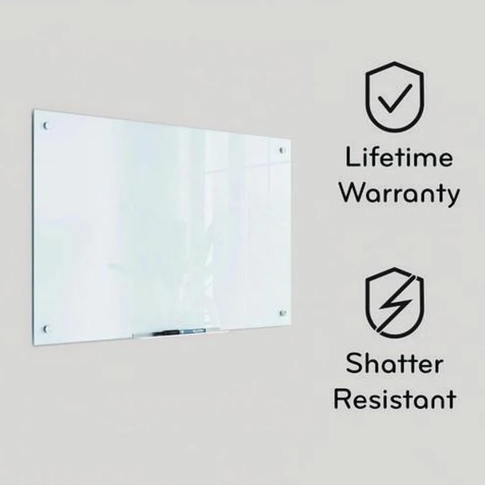 U Brands 35 x 23 Glass Dry Erase Board - Black Surface