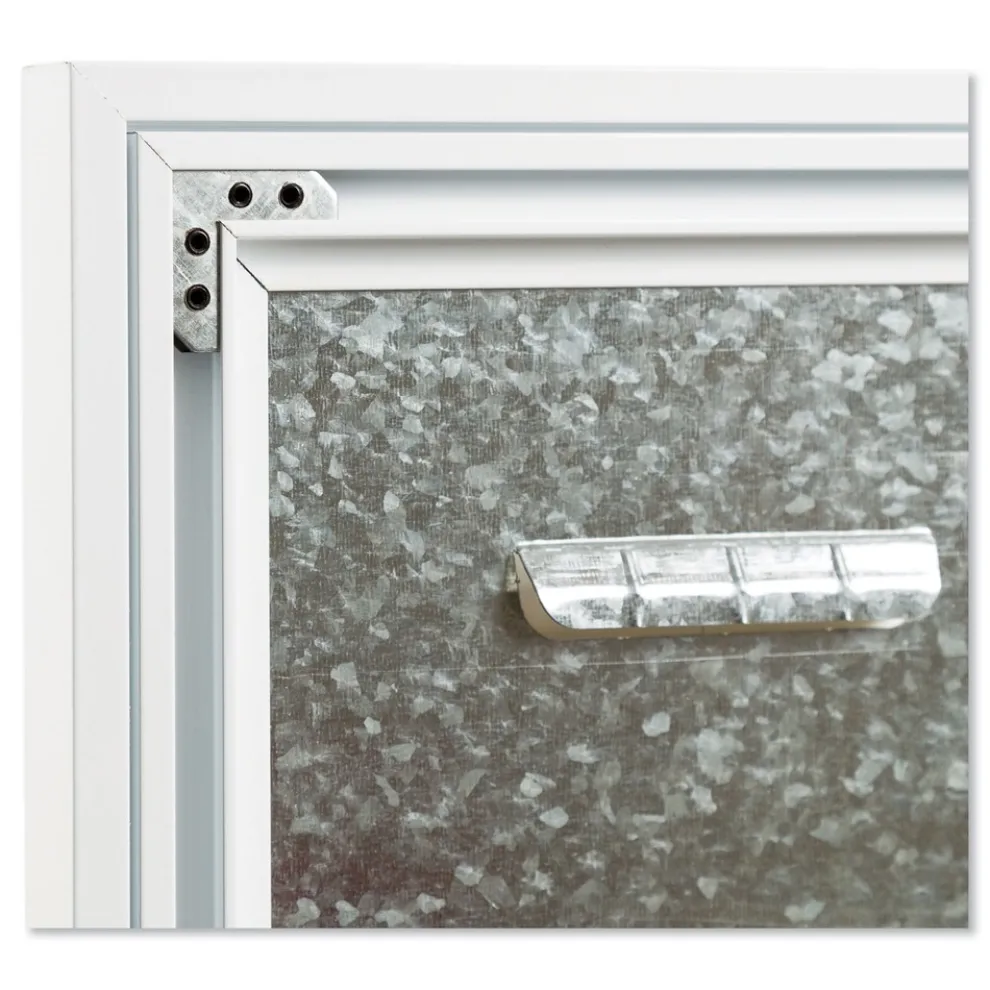 U Brands 3N1 48 x 36 Magnetic Glass Dry Erase Combo Board - Gray/White Surface/White Frame