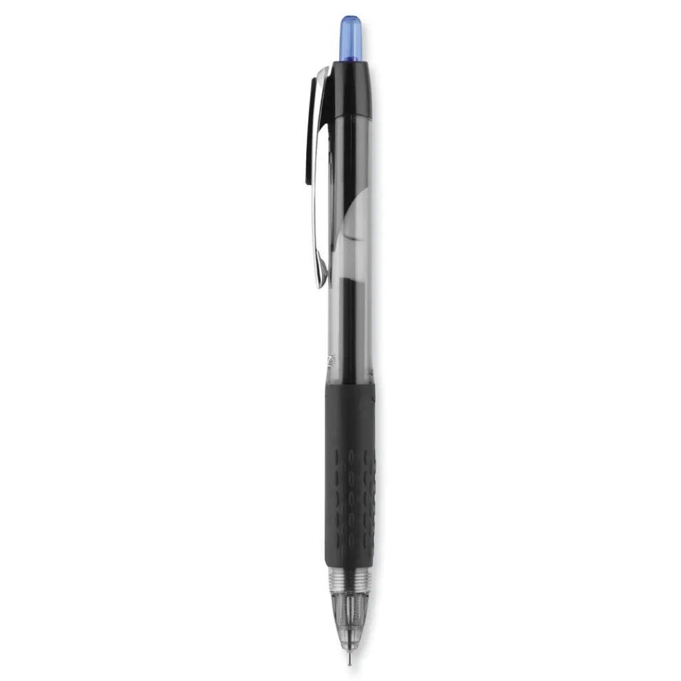 uni-ball Signo 207 Medium 0.7 millimeter Retractable Needle Point Gel Pen - Blue Ink/Clear/Black/Blue Barrel (1-Dozen)