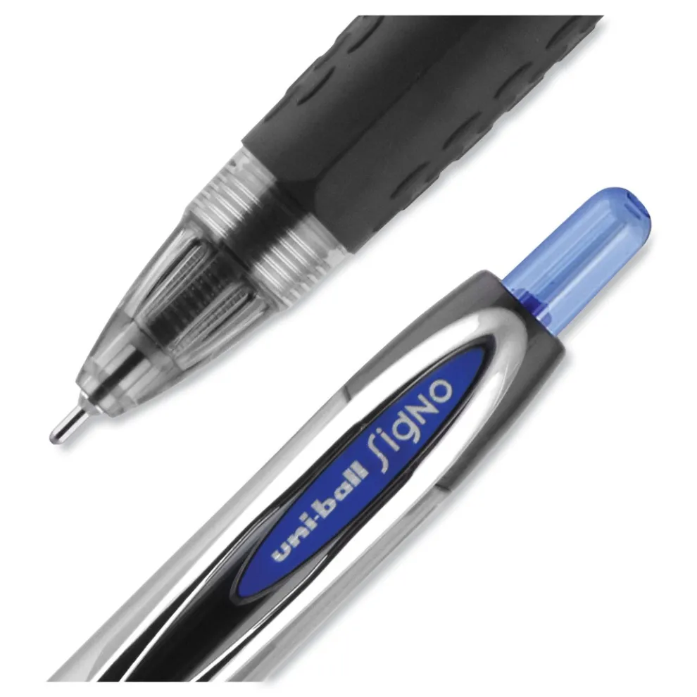 uni-ball Signo 207 Medium 0.7 millimeter Retractable Needle Point Gel Pen - Blue Ink/Clear/Black/Blue Barrel (1-Dozen)