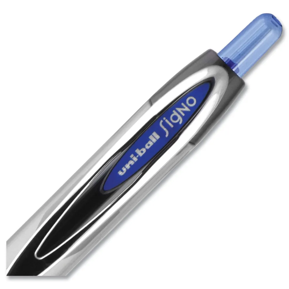 uni-ball Signo 207 Medium 0.7 millimeter Retractable Needle Point Gel Pen - Blue Ink/Clear/Black/Blue Barrel (1-Dozen)