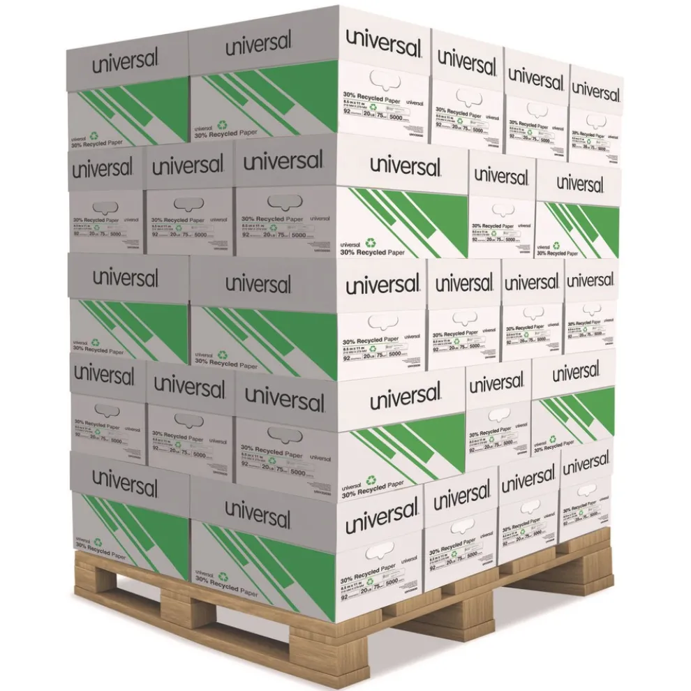 Universal 8.5 in. x 11 in. 30 Percent Recycled Copy Paper - White (1-Pallet)