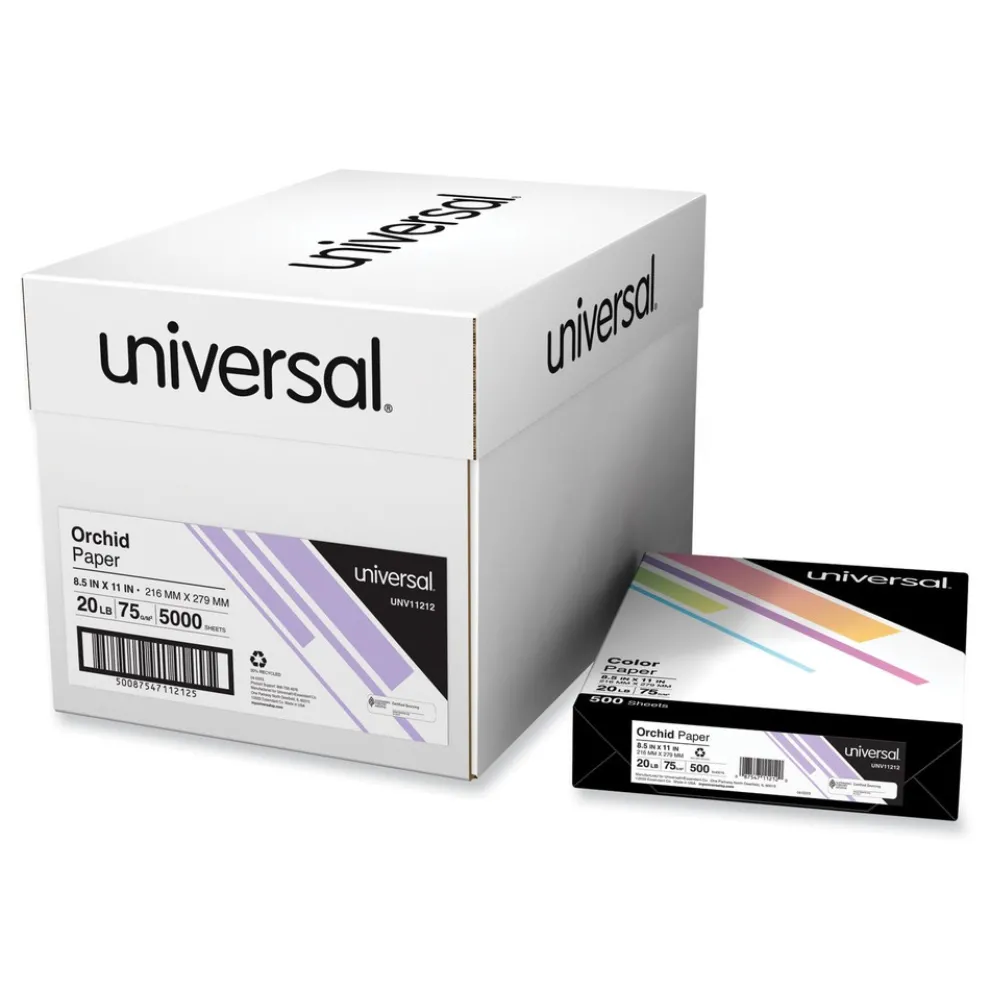 Universal 8.5 in. x 11 in. 20 lbs. Bond Weight Deluxe Colored Paper - Orchid (10 Reams/Carton)