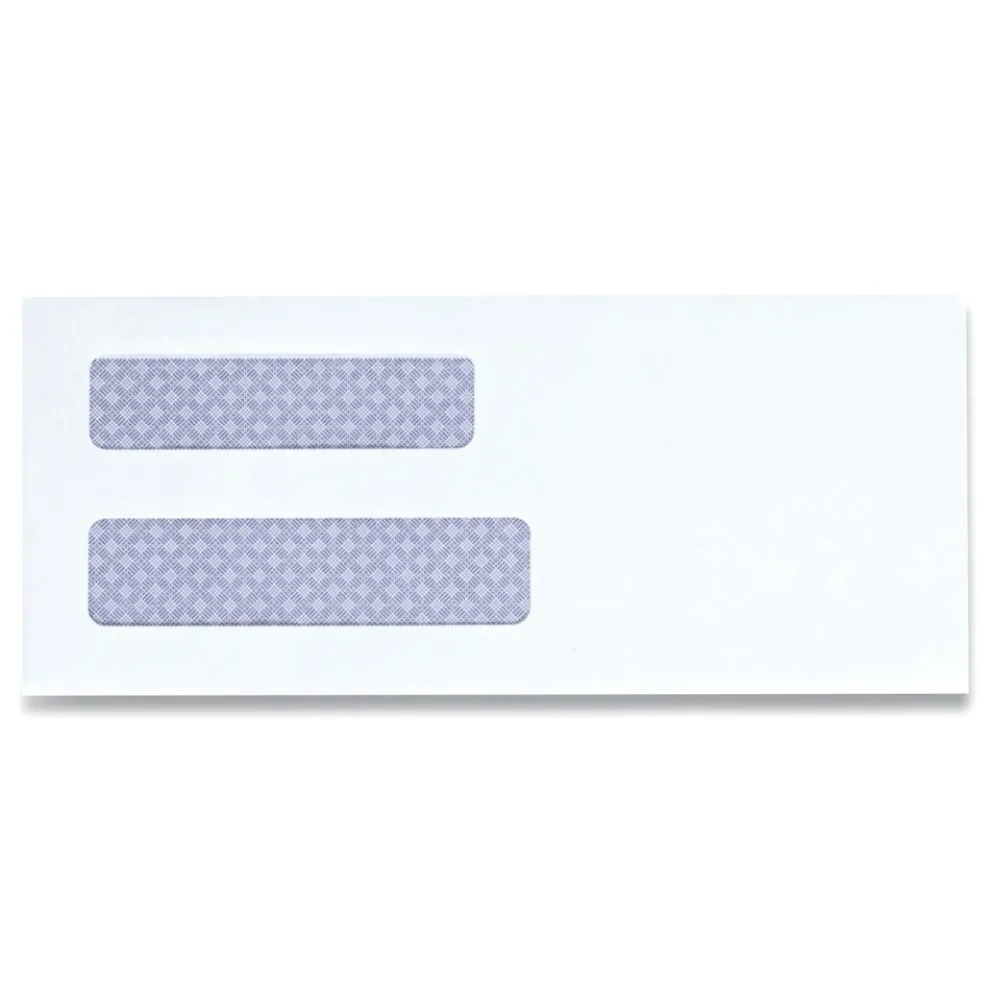 Universal 3.63 in. x 8.63 in. Square Flap Self-Adhesive Closure #8 5/8 Double Window Business Envelope - White (500/Box)