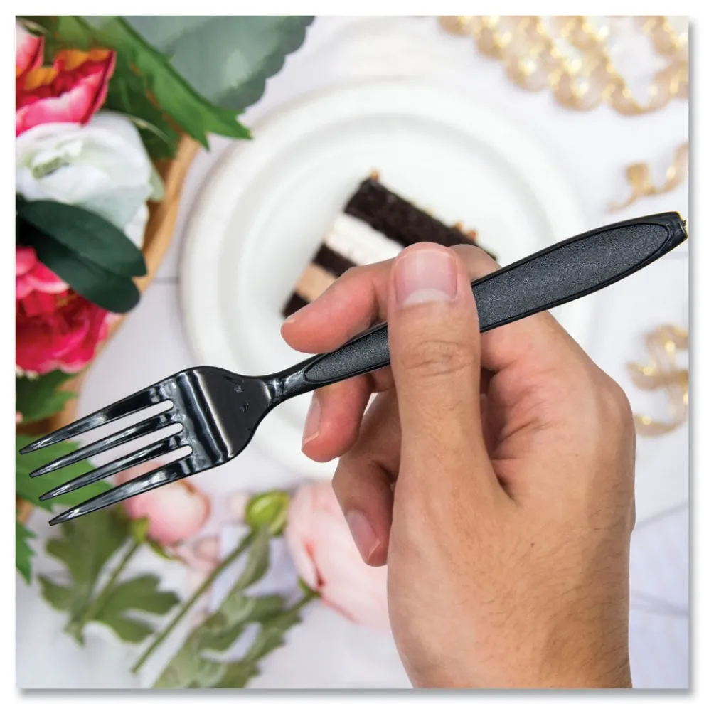 SOLO Reliance Mediumweight Cutlery, Fork - Black (1,000/Carton)