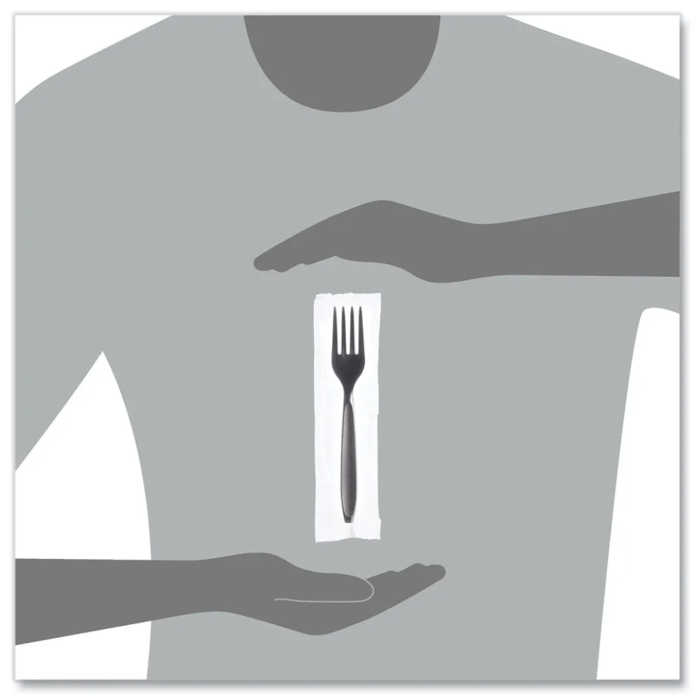 SOLO Reliance Mediumweight Cutlery, Fork - Black (1,000/Carton)