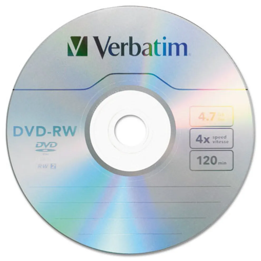 Verbatim 4.7 GB 4x DVD-RW Rewritable Disc - Silver (30/Pack)