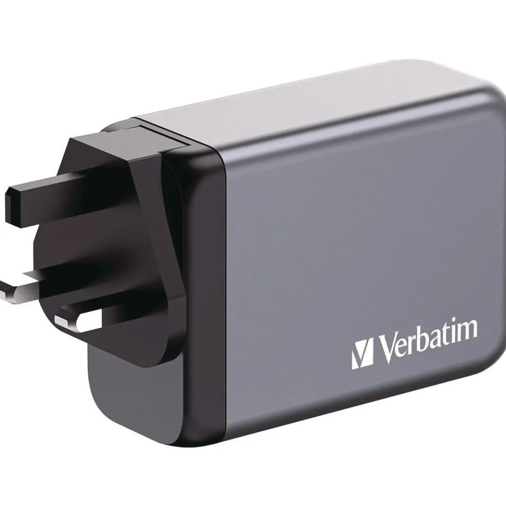 Verbatim 240 Watts 4-Port GaN Wall Charger - Black/Gray