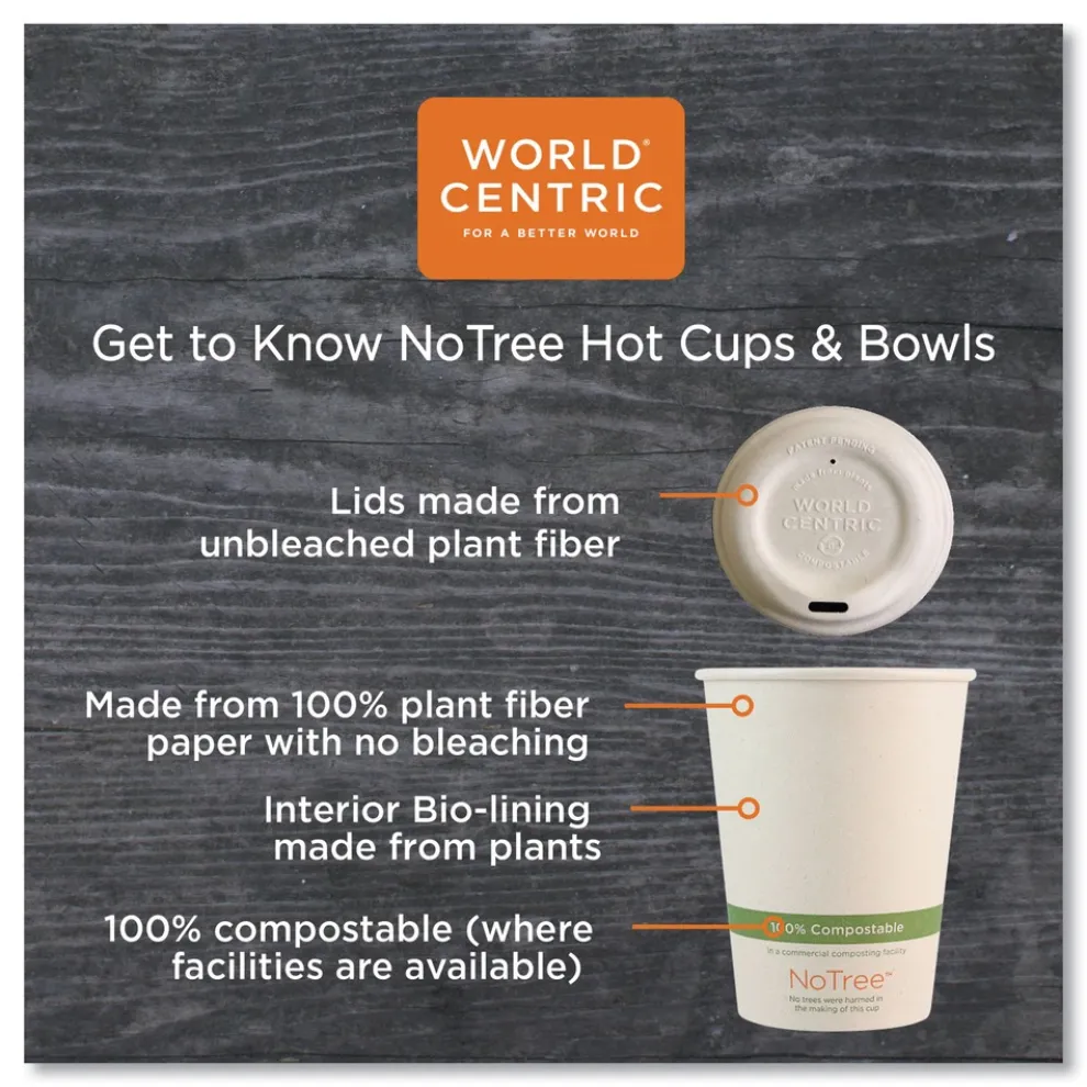 World Centric 10 oz. NoTree Paper Hot Cups - Natural (1000/Carton)