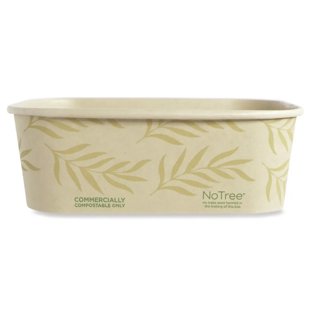 World Centric CT-NT-24 4.7 in. x 6.8 in. x 2.3 in. 24 oz. No Tree Rectangular Sugarcane Containers - Natural (300/Carton)