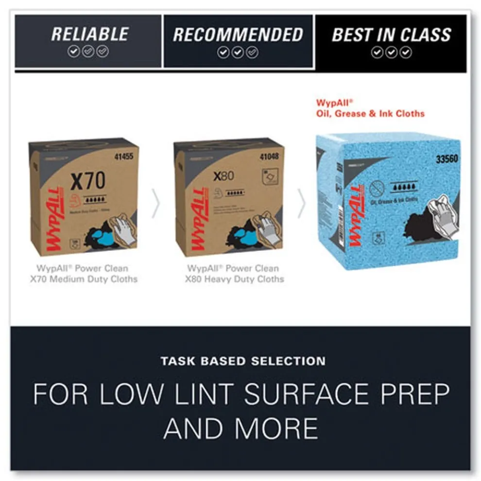 WypAll 12.5 in. x 12 in. 1/4 Fold Grease and Ink Cloths Power Clean Oil - Blue (66/Box, 8 Boxes/Carton)