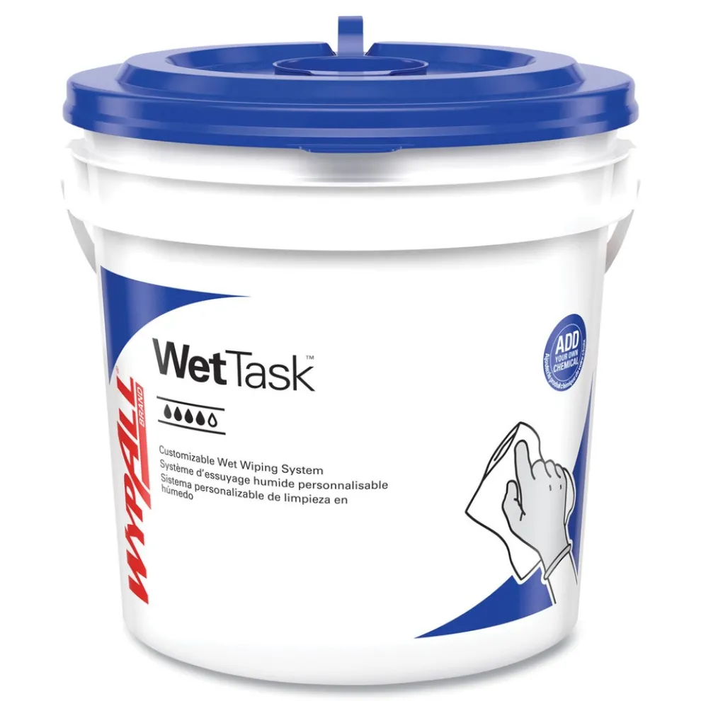 WypAll 12 in. x 6 in. Power Clean Wipers for WetTask Customizable Wet Wiping System with 1 Bucket - Unscented (300/Carton)