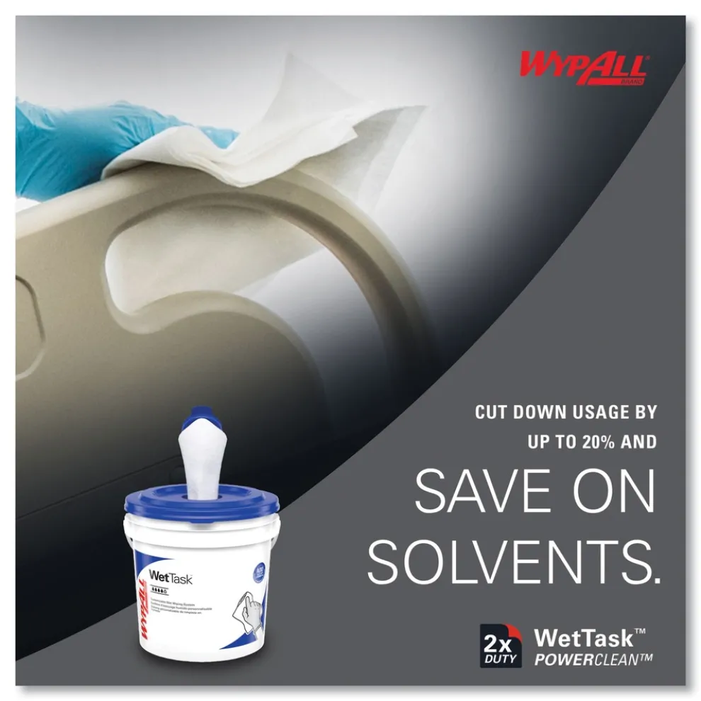WypAll 12 in. x 6 in. Power Clean Wipers for WetTask Customizable Wet Wiping System with 1 Bucket - Unscented (300/Carton)