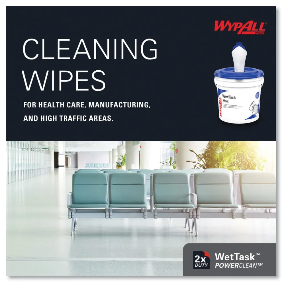 WypAll 12 in. x 6 in. Power Clean Wipers for WetTask Customizable Wet Wiping System with 1 Bucket - Unscented (300/Carton)