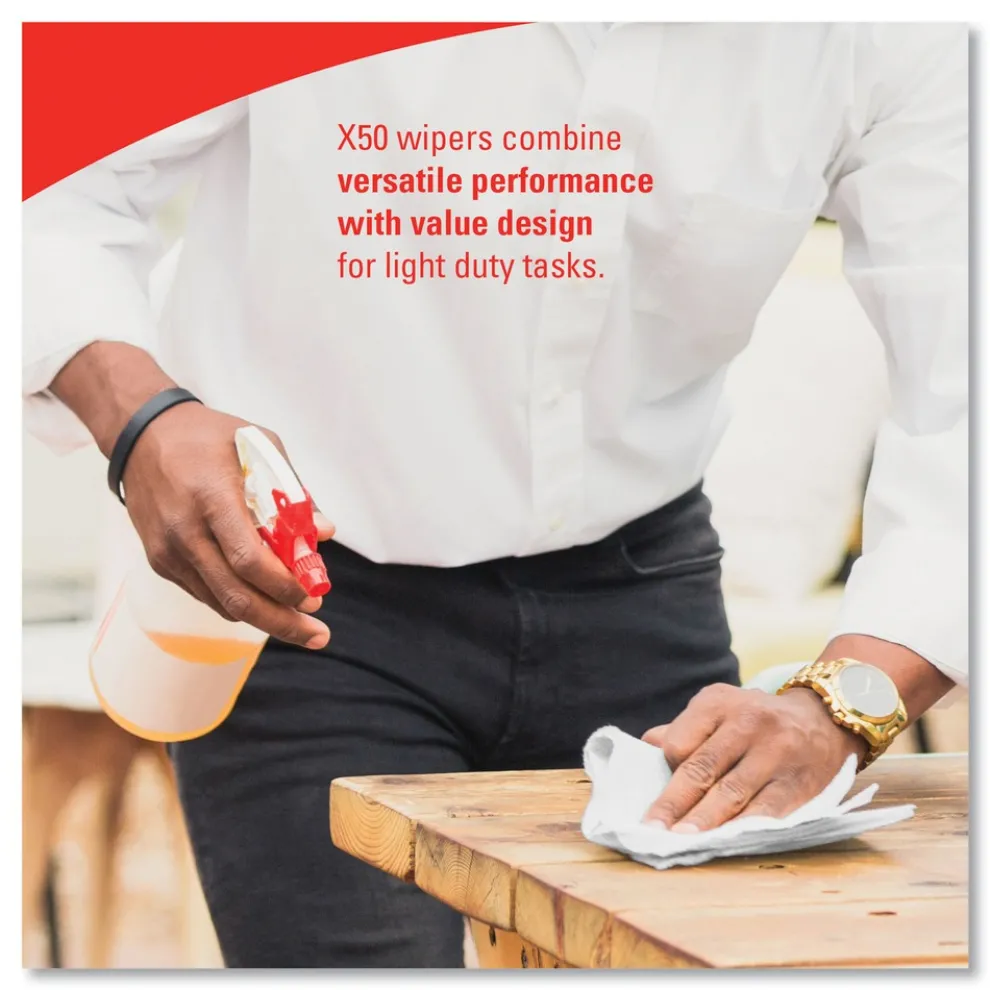 WypAll X50 9-1/10 in. x 12-1/2 in. Cloth Pop-Up Box - White (176/Box 10 Boxes/Carton)