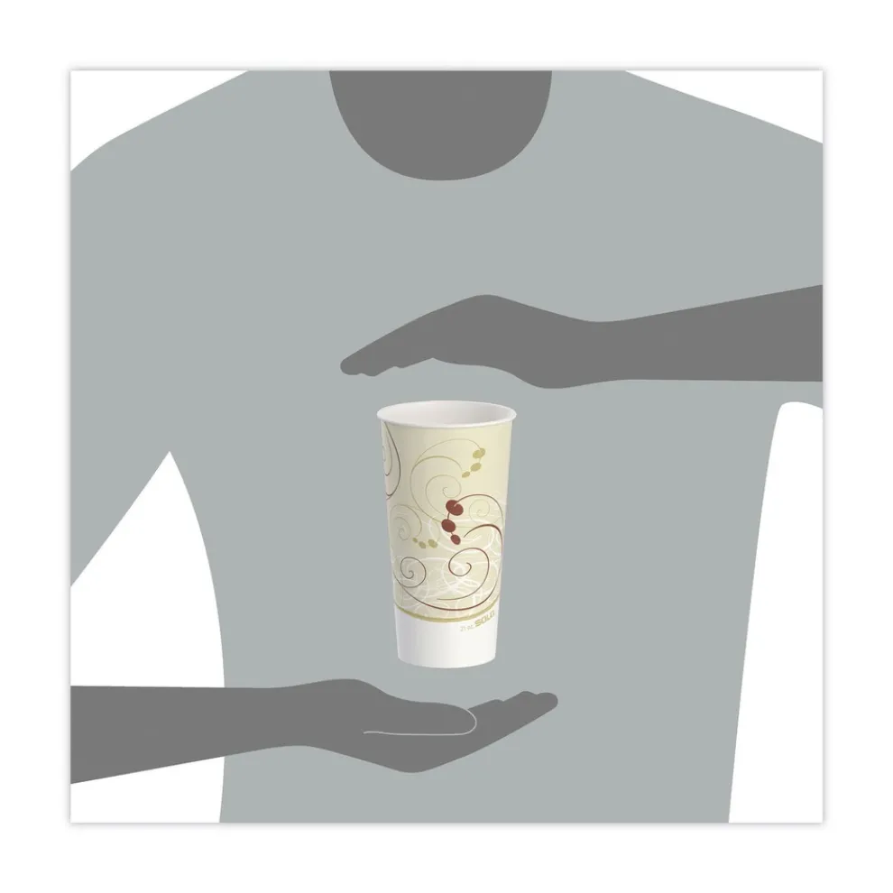 SOLO Symphony Design 21 oz Double Sided Poly Paper Cold Cups - Tan/Maroon/White (50/Pack, 20 Packs/Carton)