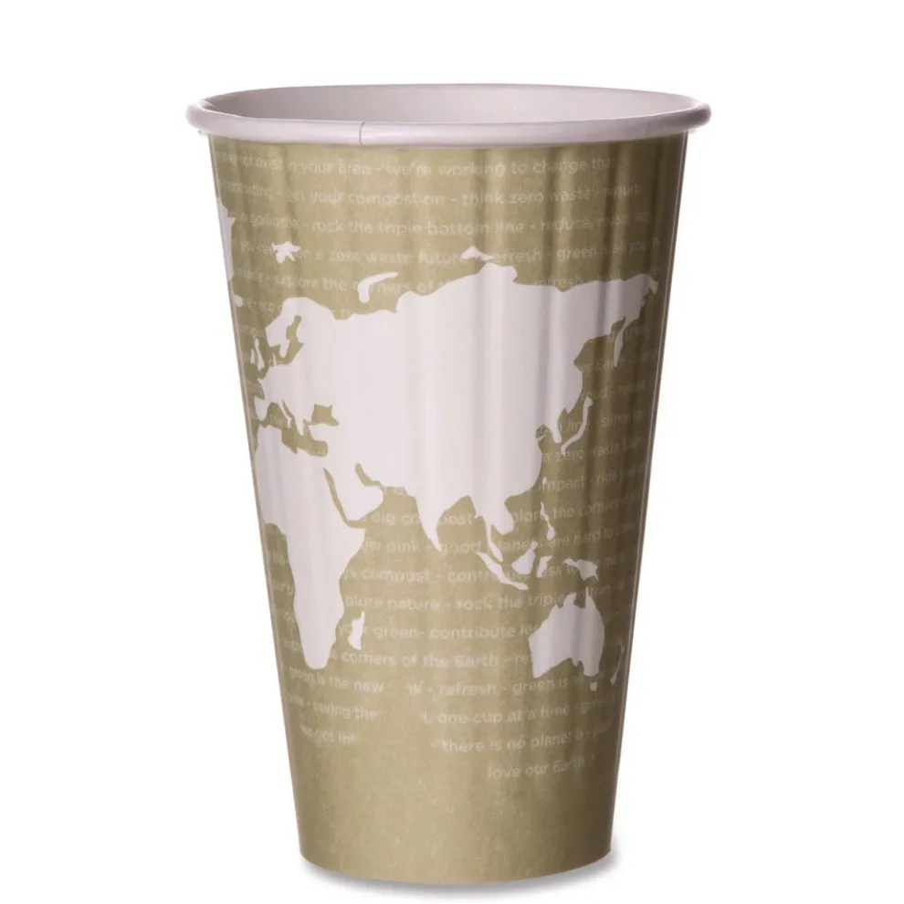 Eco-Products 16 oz. World Art Renewable and Compostable Insulated PLA Hot Cups (600/Carton)