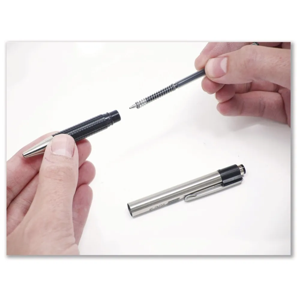 Zebra F-301 Ballpoint Pen, Retractable, Fine 0.7 mm, Black Ink, Stainless Steel/Black Barrel